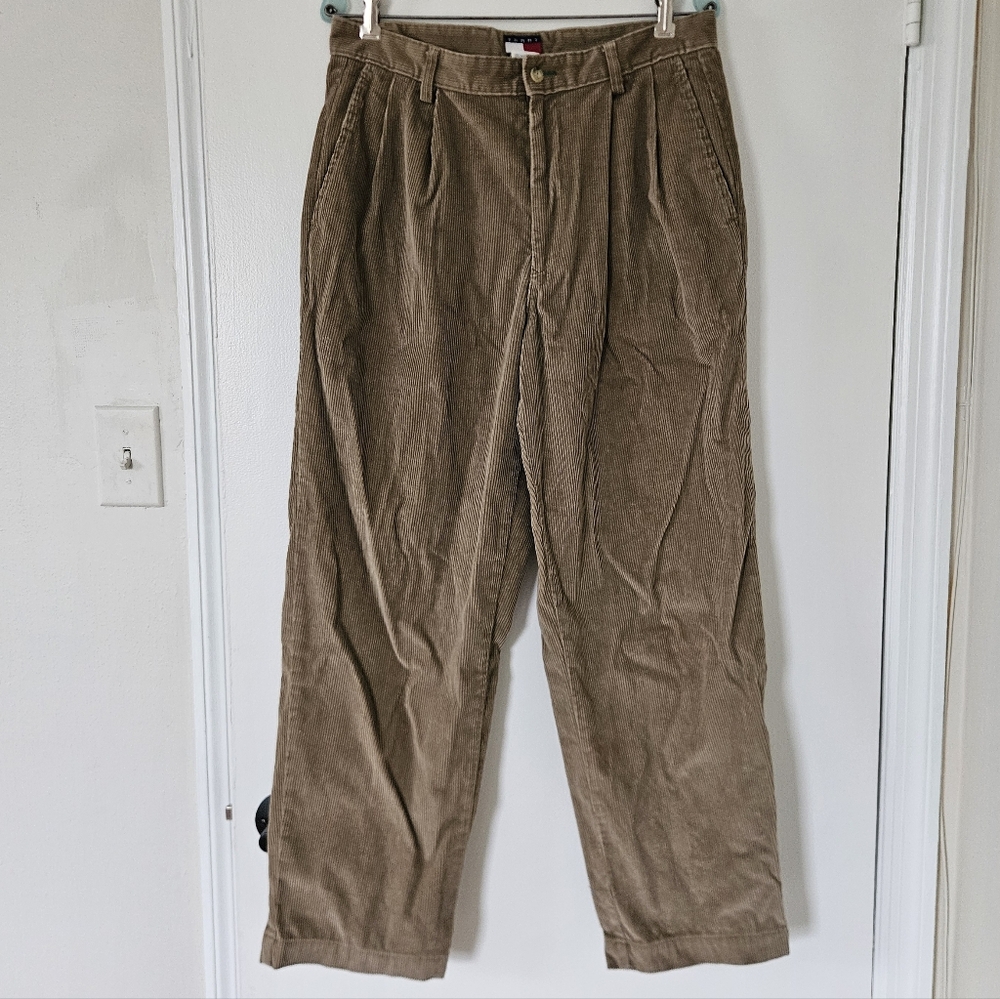 Tommy Hilfiger Mens Corduroy Pants 33 x 30 VTG Baggy Preppy Pleated Y2K Relaxed